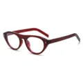 Rote transparente Flat-Top-Sonnenbrille mit runden Gläsern und Nieten trendige Brille Sommer - C11 Roter Rahmen Klare Gläser