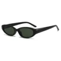 Retro minimalistische schwarze ovale Sonnenbrille, UV-Schutz Mode Brille für den Alltag. - C7 Glänzendes Schwarz Rahmen G15 Gläser
