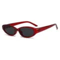 Rote ovale Sonnenbrille fuer Damen Herren Vintage schmale Rahmen Retro Sonnenbrillen UV - C9 Transparenter Roter Rahmen Graue Gläser
