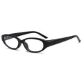Schwarze ovale Brille minimalistischer Vintage Stil optischer Rahmen Trend Brille leichte klare Gläser - C13 Glänzender Schwarzer Rahmen Anti-Blaulicht-Gläser