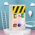 Montessori wooden busy board sensory toy with LED lights and switches for toddler early education - Standard Type