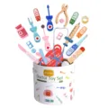 Wooden doctor toy set for kids pretend play role play medical kit with storage bucket - Barreled Expert Doctor Set