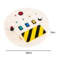 Houten drukbord sensorisch speelgoed voor kinderen Montessori schakelaars en lampjes, 20cm. - Rond basis circuit busy board