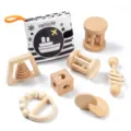 Infant wooden rattle set baby teething grasping toys early education puzzle set toy - Original Color