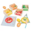 Wooden fruit cutting toy set for kids, early education color sorting game with storage boxes. - Fruit Sorting & Cutting Toy