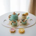 Set gioco tè pomeridiano in legno per bambini cucina finta giocattolo regalo per ragazze - Set Da 15 Pezzi