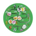 Wooden maze puzzle toy for kids, early education animal track game variant, safe and fun. - Round Animal