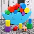 Gioco educativo in legno per bambini blocchi di equilibrio luna con cilindri colorati. - Predefinito