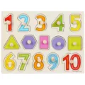 Montessori Holzpuzzle Zahlen Formen Greifspielzeug Lernspielzeug für Kinder Kleinkind - A-101 Zahlen & Formen