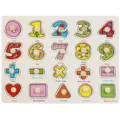 Montessori Holzpuzzle mit Zahlen und Formen für Kinder, Lernspielzeug mit Griffen. - A-3001 Rechenoperationen