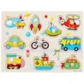 Puzzle de madera de transporte para niños, juguete educativo Montessori con vehículos. - A-3007 transporte