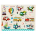 Puzzle de madera de tráfico Montessori juguete educativo de aprendizaje para niños pequeños - Vehículos A-3021