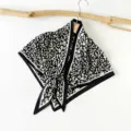 Chic black and white leopard print silk scarf, elegant triangular design for summer styling. - Leopard(SJJ017) / Black
