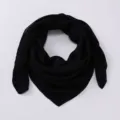 Classic solid color cotton linen square scarf 90cm retro black headscarf shawl daily wear. - Black