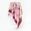 Pink silk square scarf with classic chain tassel print, elegant 90x90cm fashion neckwear. - D9019-Pink