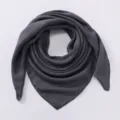 Solid color dark gray cotton linen square scarf 90cm vintage casual head wrap shawl for women. - Crow Blue