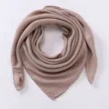 Solid color square scarf, vintage cotton linen head wrap, casual chic hijab variant. - Milky Brown