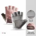 Breathable half finger cycling fitness gloves with non slip silicone and adjustable velcro. - S / Couple's Half-Finger Gloves - Pink