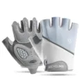 Unisex half-finger cycling gloves, breathable ice silk fabric, silicon palm pads. - S / Blue