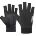 Men's half-finger sun protection ice silk gloves for cycling, driving and fishing, black. - Half Finger / Black