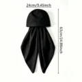 Solid color chiffon hijab Muslim headscarf satin cap for women summer sun protection - Black