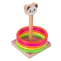 Wooden ring toss toy for kids, educational colorful wooden stacking ring game with cute panda. - Panda Style
