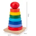 Bunter Regenbogen Stapelturm aus Holz, Montessori Lernspielzeug Ringe Stapelspiel 9cm. - YR Regenbogen-Stapelturm