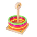 Wooden ring toss toy for kids, colorful stacking rings with cute dog top, educational. - Dog Style
