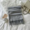 Solid color imitation cashmere winter scarf for women, soft warm tassel long shawl, grey. - 74.8*27.5inch / Light Gray