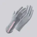 Women thin ice silk sun protection gloves long anti slip UV outdoor driving sleeves new - One Size / Medium Long - Light Gray