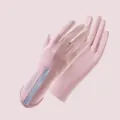 Women ice silk sun protection gloves long anti-slip ultraviolet proof driving outdoor pink - One Size / Medium Long - Pink
