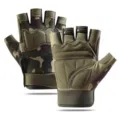 Half-finger tactical gloves in camo and green, anti-slip wear-resistant for outdoor fitness sports. - L / Paratrooper Half-Finger Gloves - Army Green Camo