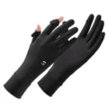 Women UV protection sun gloves thin breathable non-slip two finger open driving cycling - Black