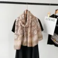 Women cotton linen scarf autumn vintage paisley print shawl elegant brown fashion neck wrap hijab - Brown