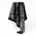 Foulard de soie cachemire noir et blanc élégant vintage carré femme satin bandeau cou - Noir