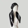 Schwarzer und weißer Polka-Dot-Satin-Hut für Damen, Mode-Sommer-Turban, Sonnenschutz. - Schwarz