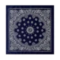 Classic paisley bandana square scarf for women, retro cotton head wrap and stylish neck scarf. - Navy Blue