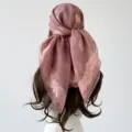 Summer 90cm paisley square silk scarf, retro elegant women hair scarf head wrap and shawl. - 90*90cm / Pink