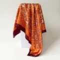 Foulard quadrato in seta raso cachemire arancione 90cm vintage per donne scialle - D9430 Rosso Arancio / arancio-rosso