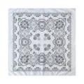 Classic black and white paisley print square scarf cotton bandanas for women fashion headwrap. - White