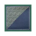 Women vintage paisley and polka dot satin square scarf 90cm elegant headscarf shawl - D9506 - Green and Blue / Green and Blue