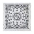 Black and white paisley square scarf, classic cotton bandana and stylish head wrap for women. - White
