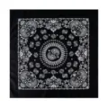 Black paisley printed cotton square scarf 68cm bandana retro head wrap for women. - Black