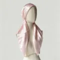 Einfarbig rosa Satinkopftuch für Damen, eleganter Sommerschutz Seidenschal neu - Rosa
