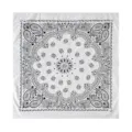 Classic black and white paisley bandana scarf, 68cm cotton square headscarf for women. - White