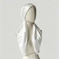 Solid color satin hijab headscarf, elegant white silk scarf variant for summer wear. - White