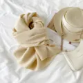 Beige geplooide lange sjaal voor dames, zacht kasjmier gevoel, warme winter sjaal. - Rijst Abrikoos