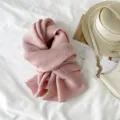 Effen roze geplooide sjaal voor dames, elegante warme imitatie kasjmier sjaal winter. - Nude roze