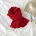 Effen geplooide lange wintersjaal, elegante warme imitatie kasjmier sjaal voor dames. - Rood
