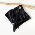 Black white polka dot silk triangle scarf elegant summer sun protection headscarf shawl - Polka Dot(SJJ020) / Black